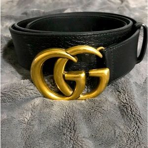 Mens Gucci Leather belt with Double G buckle